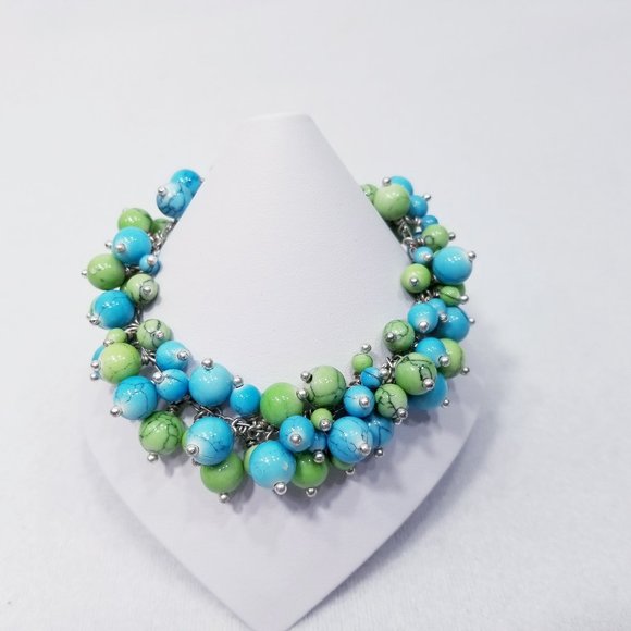 Lucky Brand Blue/Green Cluster Bead Bracelet - Picture 3 of 7